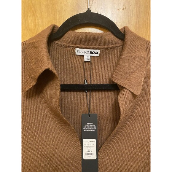 Any Day Of The Week Bodysuit - Tan Size Medium Long Sleeve Pullover - Picture 7 of 14